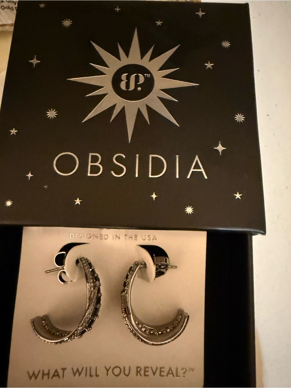 Obsidia Silver-Accent Curved Hoop Earrings